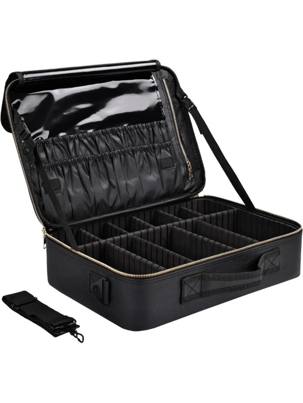 Large Waterproof Travel Makeup Case - Portable Organizer with Adjustable